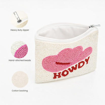 Pearl Beaded Coin Purse Handmade with Colorful Designs Savings Bag Small Zipper Pouch for Cash Card & Makeup (Botox Money)