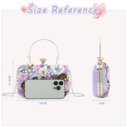 Women Clutches Flower Evening Handbag Chain Strap Shoulder Bag