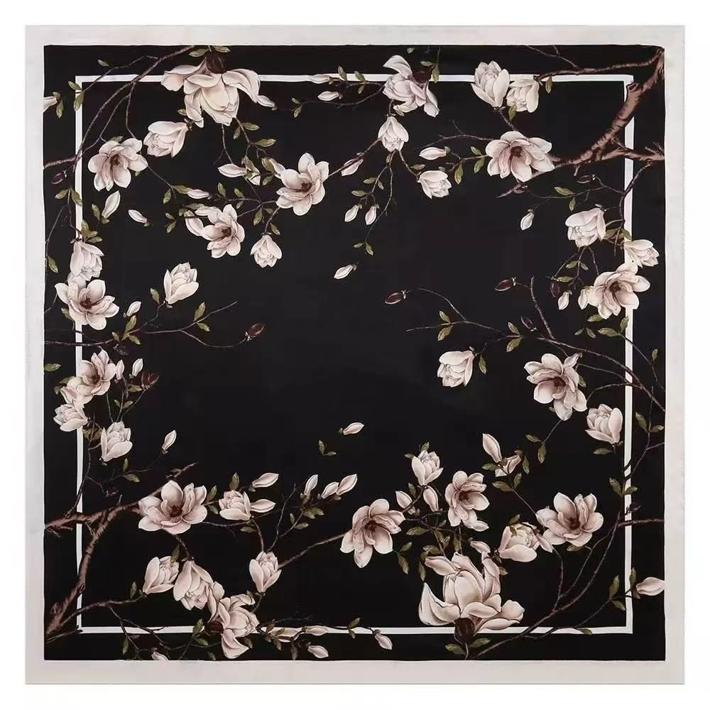 35" Square Mulberry Silk Imitation Head Scarf for Women Satin Large Hair Scarves Neck Scarf