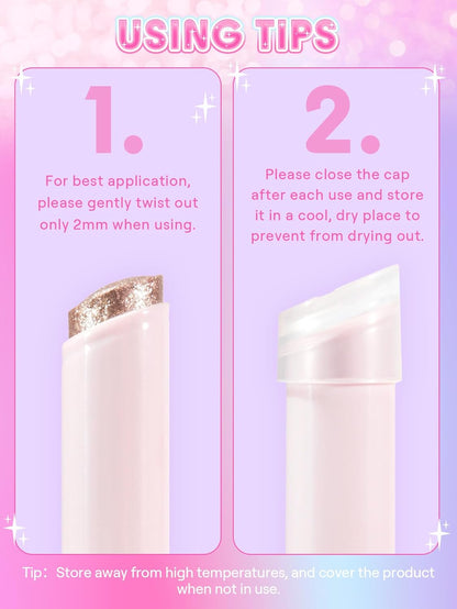 SHEGLAM Crystal Jelly Glaze Stick Eye Shadow Stick Eyeliner Brightener Pencil Crayon with Brush Easy to Blend Long Lasting Shimmer Eyeshadow-Lilac Luster