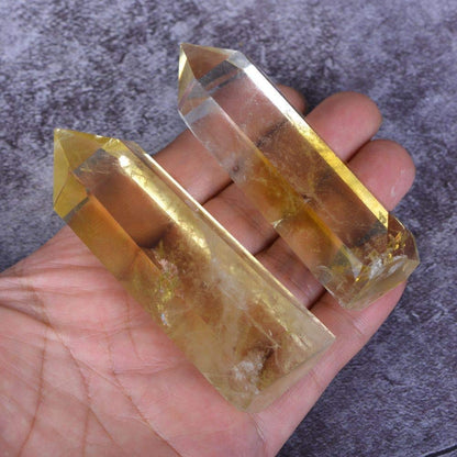 Angelstones Natural Smoky Quartz Gemstone Healing Crystal Hexagonal Pointed Reiki Chakra Faceted Prism Wand Carved Stone Figurine Home Decor
