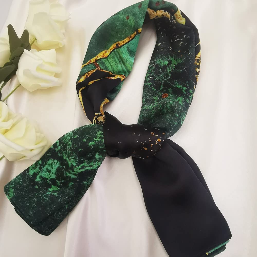 35" Square Mulberry Silk Imitation Head Scarf for Women Satin Large Hair Scarves Neck Scarf