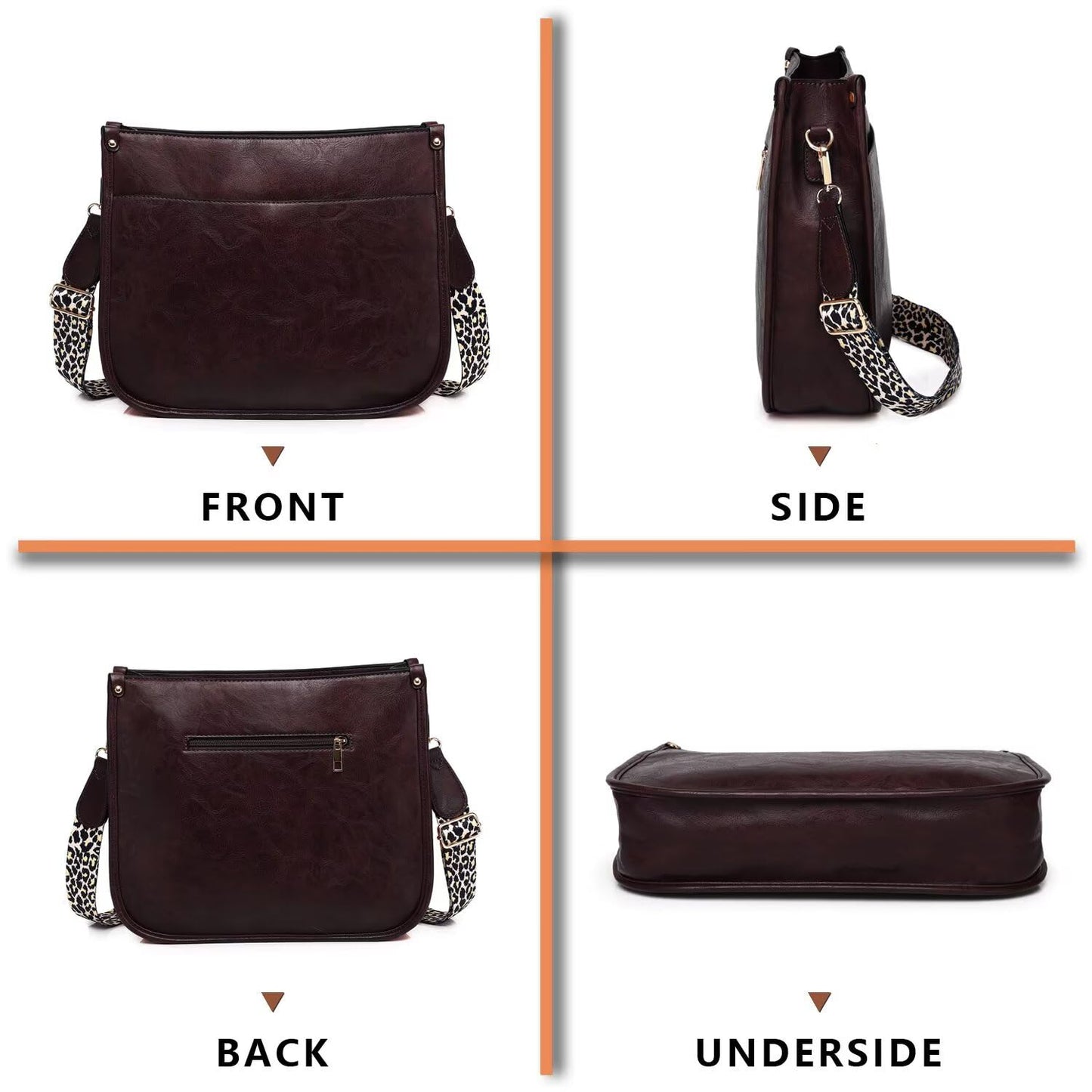Crossbody Purse with Guitar Strap Zipped Pockets Handbag Shoulder Bag Vegan Leather Crossbody Bags for Women