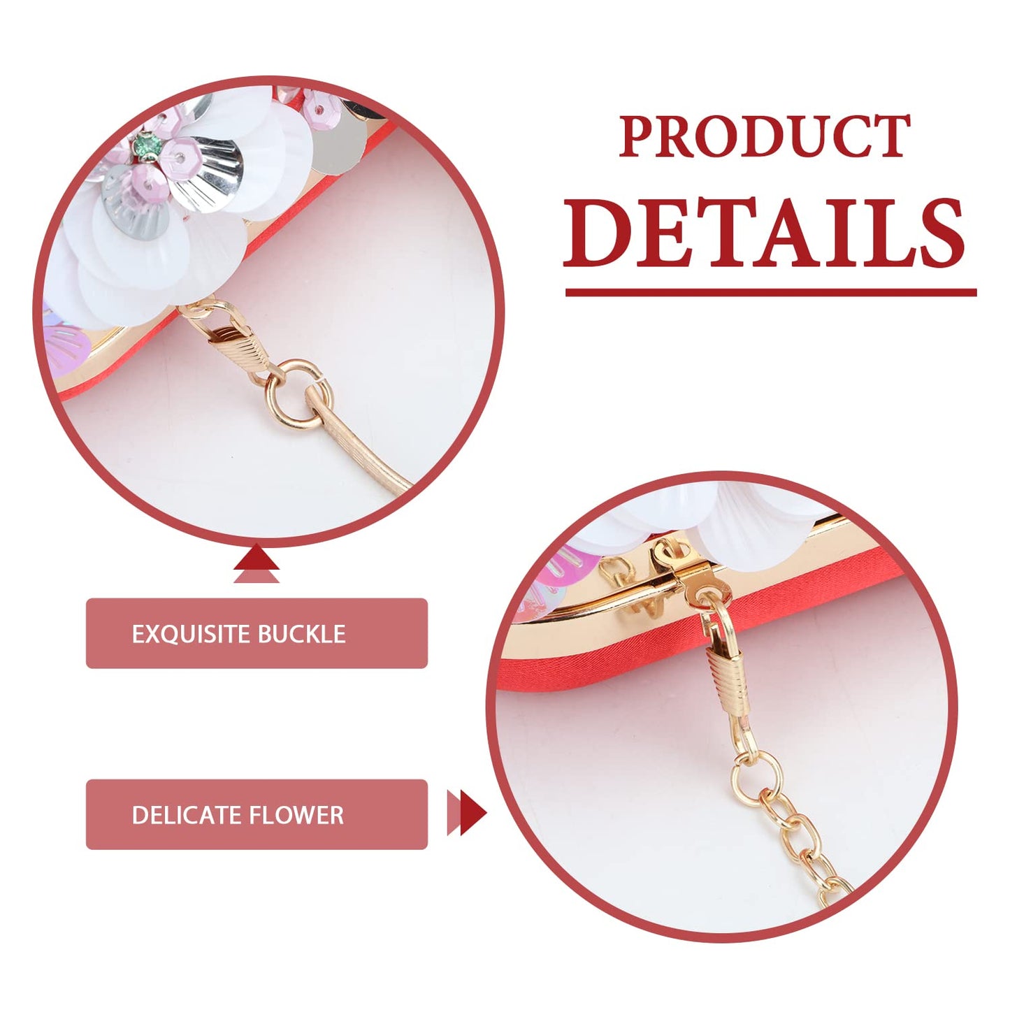 Women Clutches Flower Evening Handbag Chain Strap Shoulder Bag