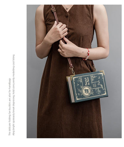 Classic Book Purse Vegan Leather Crossbody Bag for Women Book Lover Gift Clutch Handbag