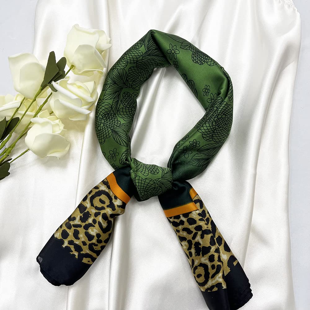 35" Square Mulberry Silk Imitation Head Scarf for Women Satin Large Hair Scarves Neck Scarf