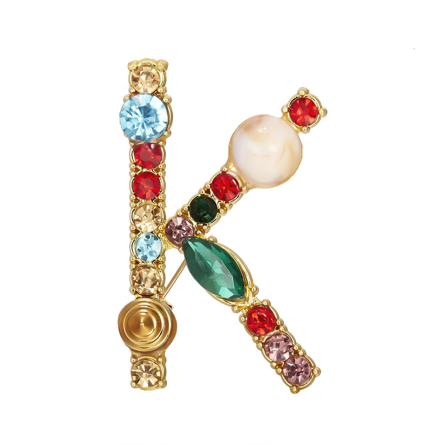 Initial Brooch Crystal Pearl Initial Brooch Gold Plated Enamel Colorful Letter Alphabet Breastpin Pin Jewelry for GIFTS