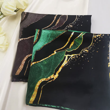 35" Square Mulberry Silk Imitation Head Scarf for Women Satin Large Hair Scarves Neck Scarf