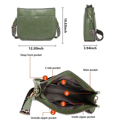 Crossbody Purse with Guitar Strap Zipped Pockets Handbag Shoulder Bag Vegan Leather Crossbody Bags for Women