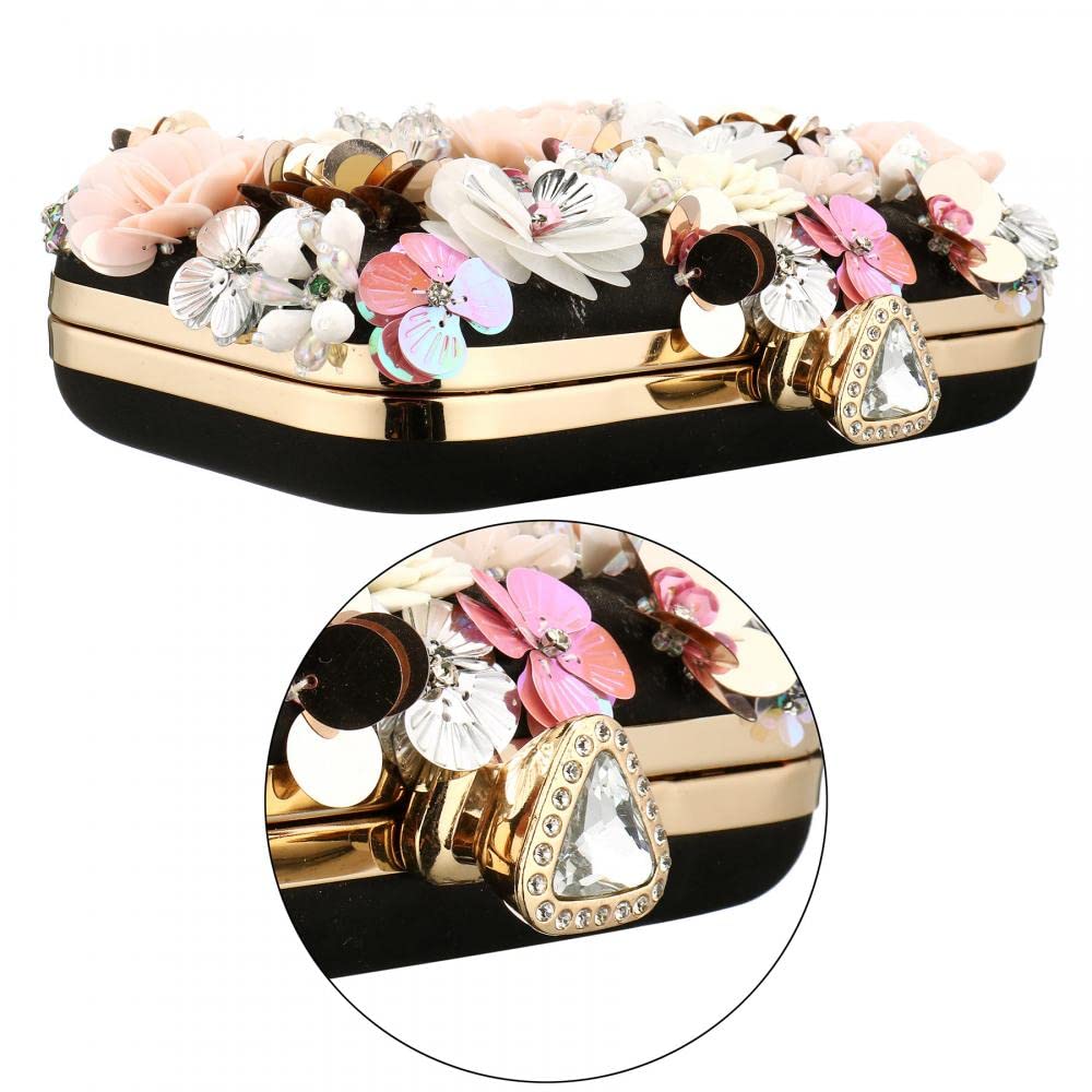 Floral Beaded Clutch Purse for Wedding Clear Crossbody Bag