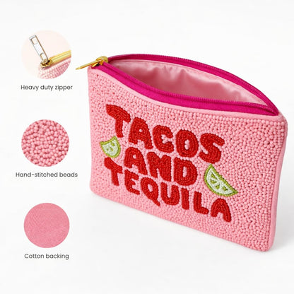 Pearl Beaded Coin Purse Handmade with Colorful Designs Savings Bag Small Zipper Pouch for Cash Card & Makeup (Botox Money)