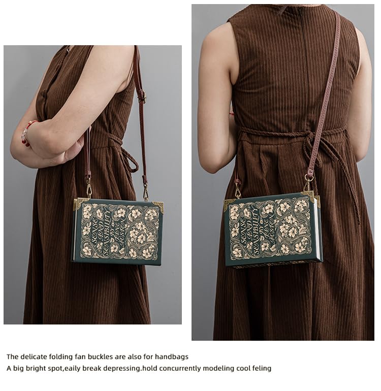 Classic Book Purse Vegan Leather Crossbody Bag for Women Book Lover Gift Clutch Handbag