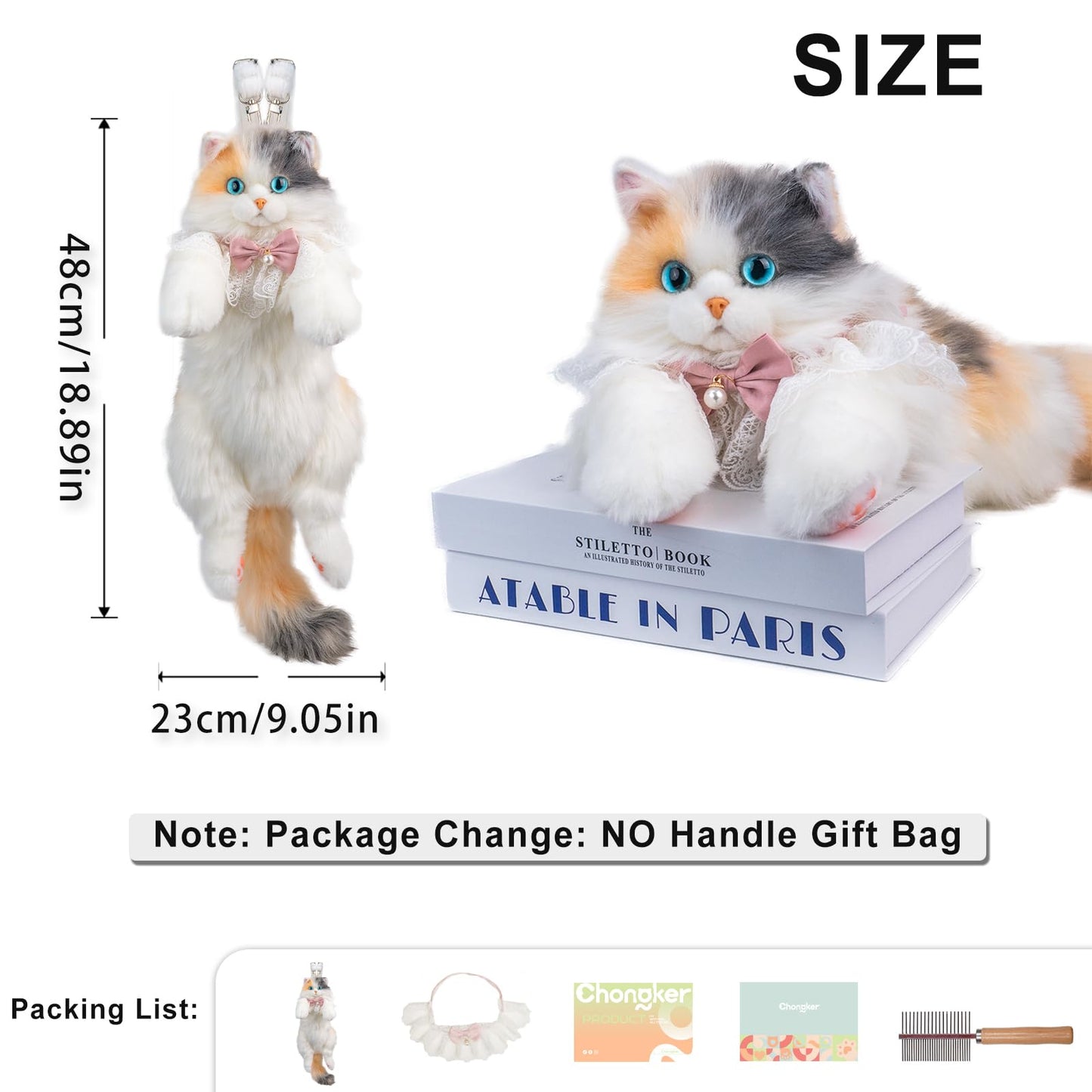 Chongker Cat Shaped Backpack - Handcrafted Stuffed Animals Plush Bag with Adjustable Shoulder, Crossbody, and Handbag Straps (MaineCoon Cat)