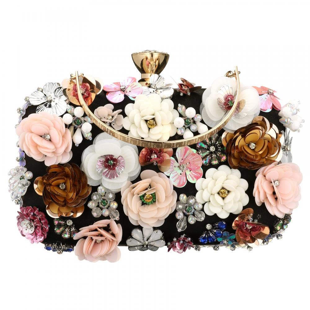 Floral Beaded Clutch Purse for Wedding Clear Crossbody Bag