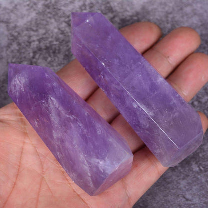 Angelstones Natural Smoky Quartz Gemstone Healing Crystal Hexagonal Pointed Reiki Chakra Faceted Prism Wand Carved Stone Figurine Home Decor