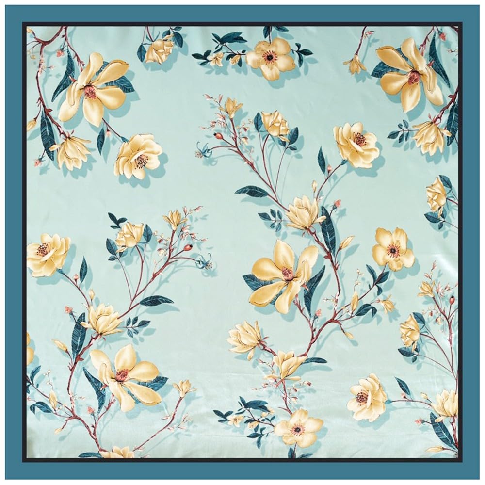 35" Square Mulberry Silk Imitation Head Scarf for Women Satin Large Hair Scarves Neck Scarf