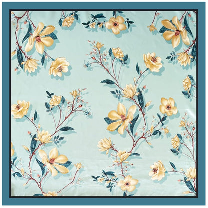 35" Square Mulberry Silk Imitation Head Scarf for Women Satin Large Hair Scarves Neck Scarf