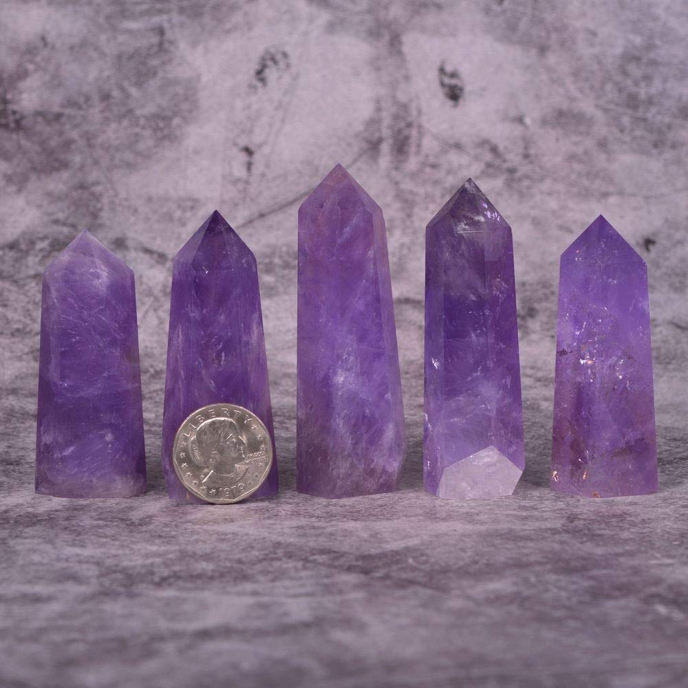Angelstones Natural Smoky Quartz Gemstone Healing Crystal Hexagonal Pointed Reiki Chakra Faceted Prism Wand Carved Stone Figurine Home Decor