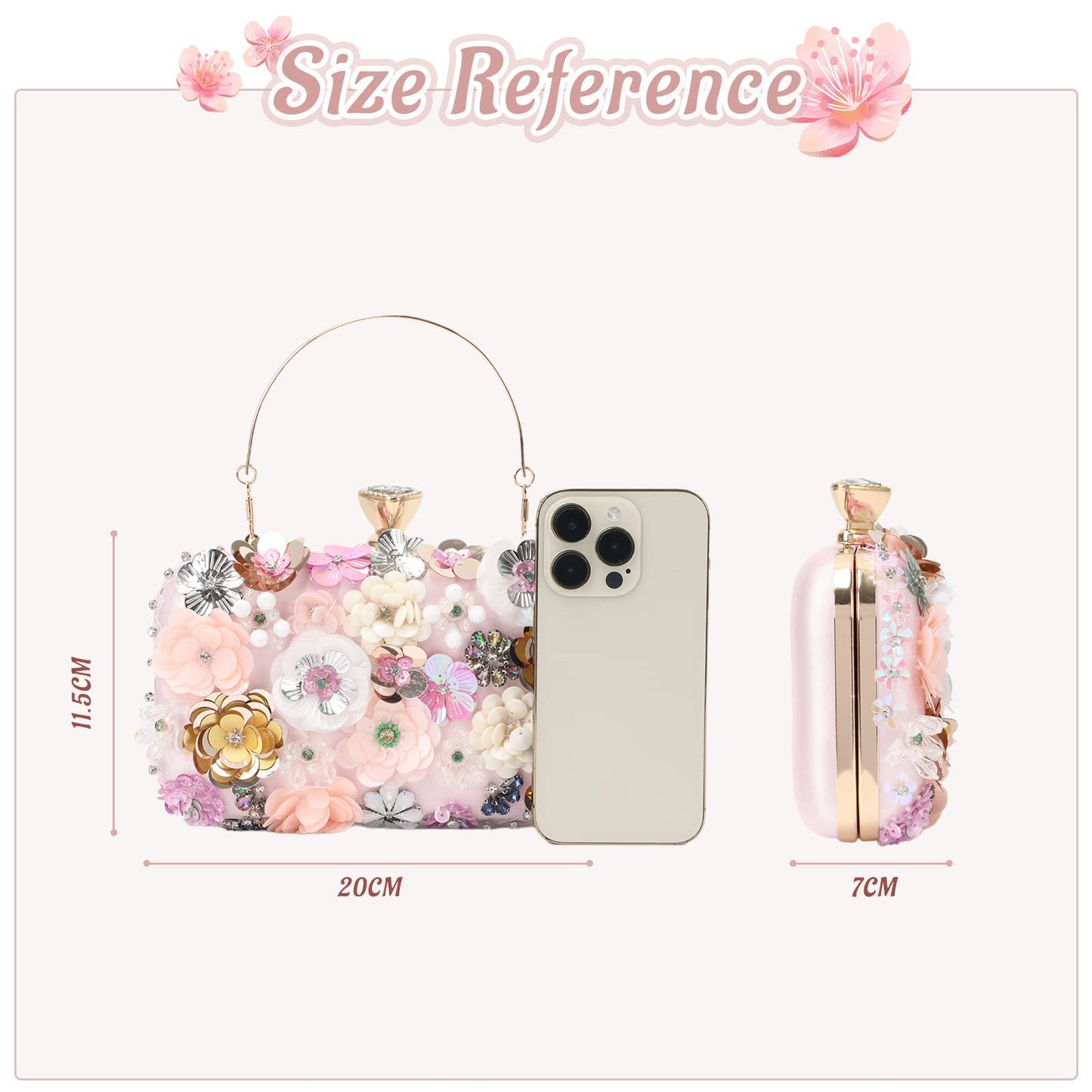 Women Clutches Flower Evening Handbag Chain Strap Shoulder Bag