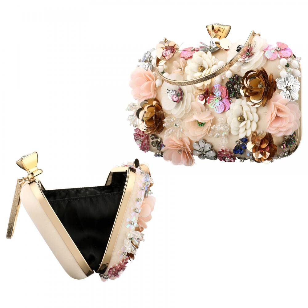 Floral Beaded Clutch Purse for Wedding Clear Crossbody Bag