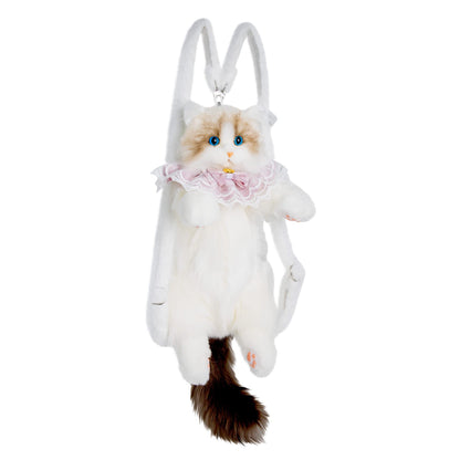 Chongker Cat Shaped Backpack - Handcrafted Stuffed Animals Plush Bag with Adjustable Shoulder, Crossbody, and Handbag Straps (MaineCoon Cat)