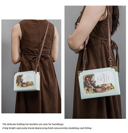 Classic Book Purse Vegan Leather Crossbody Bag for Women Book Lover Gift Clutch Handbag
