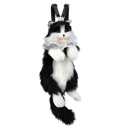 Chongker Cat Shaped Backpack - Handcrafted Stuffed Animals Plush Bag with Adjustable Shoulder, Crossbody, and Handbag Straps (MaineCoon Cat)