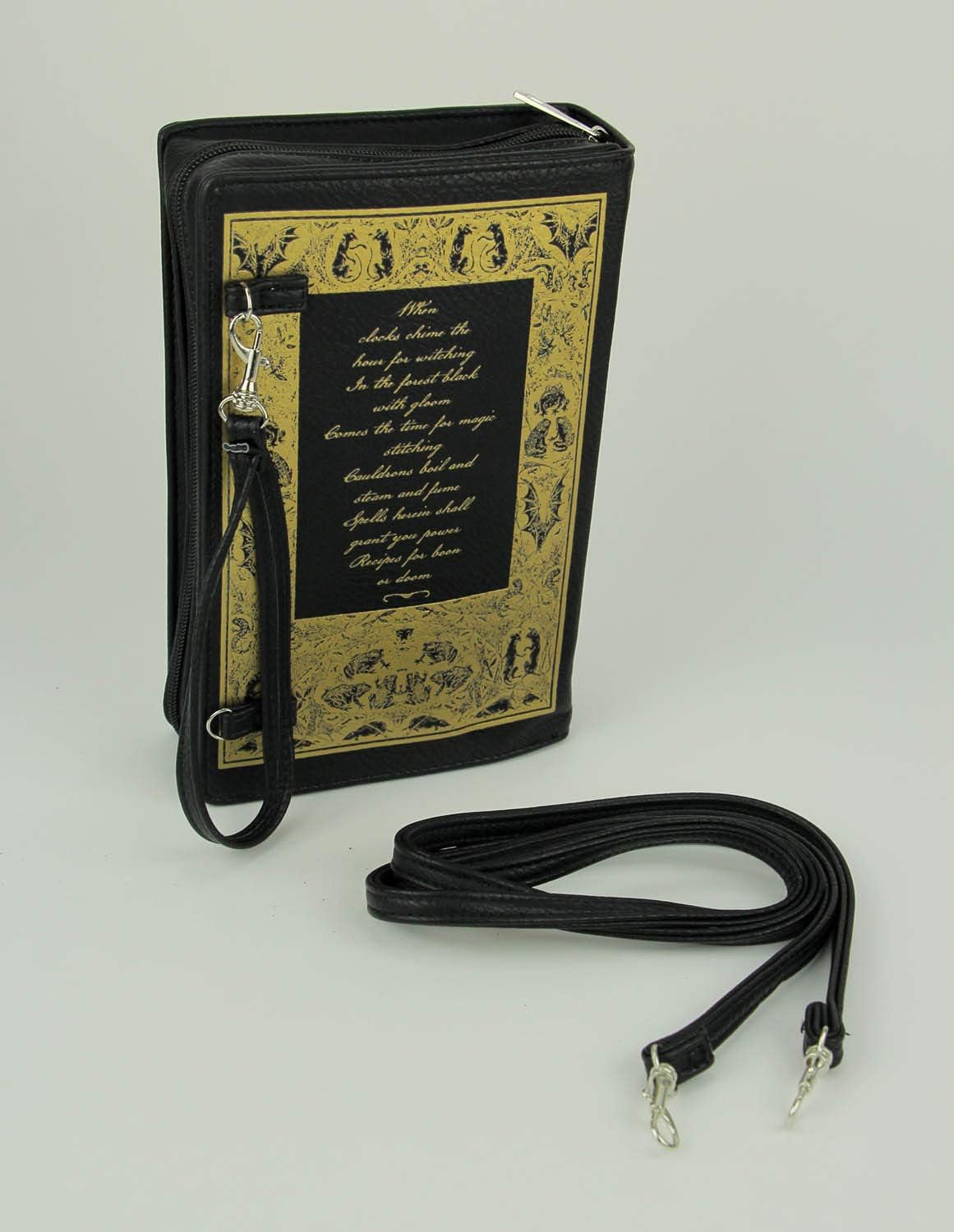 Beauty and the Beast Book Handbag Black Vinyl Novelty Clutch Purse Crossbody Bag