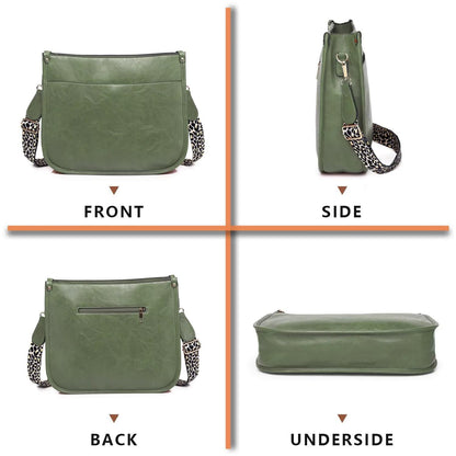Crossbody Purse with Guitar Strap Zipped Pockets Handbag Shoulder Bag Vegan Leather Crossbody Bags for Women