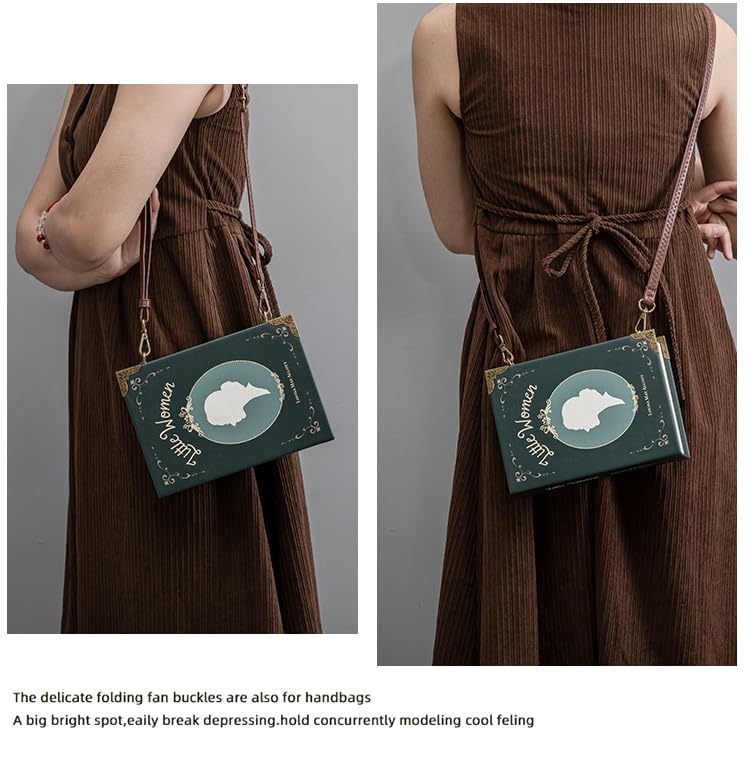 Classic Book Purse Vegan Leather Crossbody Bag for Women Book Lover Gift Clutch Handbag