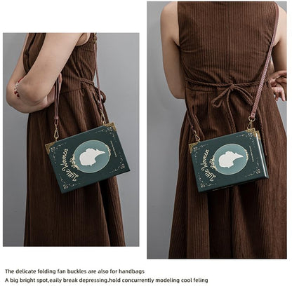 Classic Book Purse Vegan Leather Crossbody Bag for Women Book Lover Gift Clutch Handbag