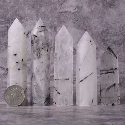 Angelstones Natural Smoky Quartz Gemstone Healing Crystal Hexagonal Pointed Reiki Chakra Faceted Prism Wand Carved Stone Figurine Home Decor