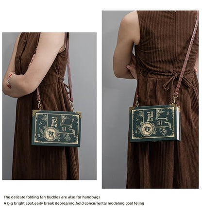 Classic Book Purse Vegan Leather Crossbody Bag for Women Book Lover Gift Clutch Handbag