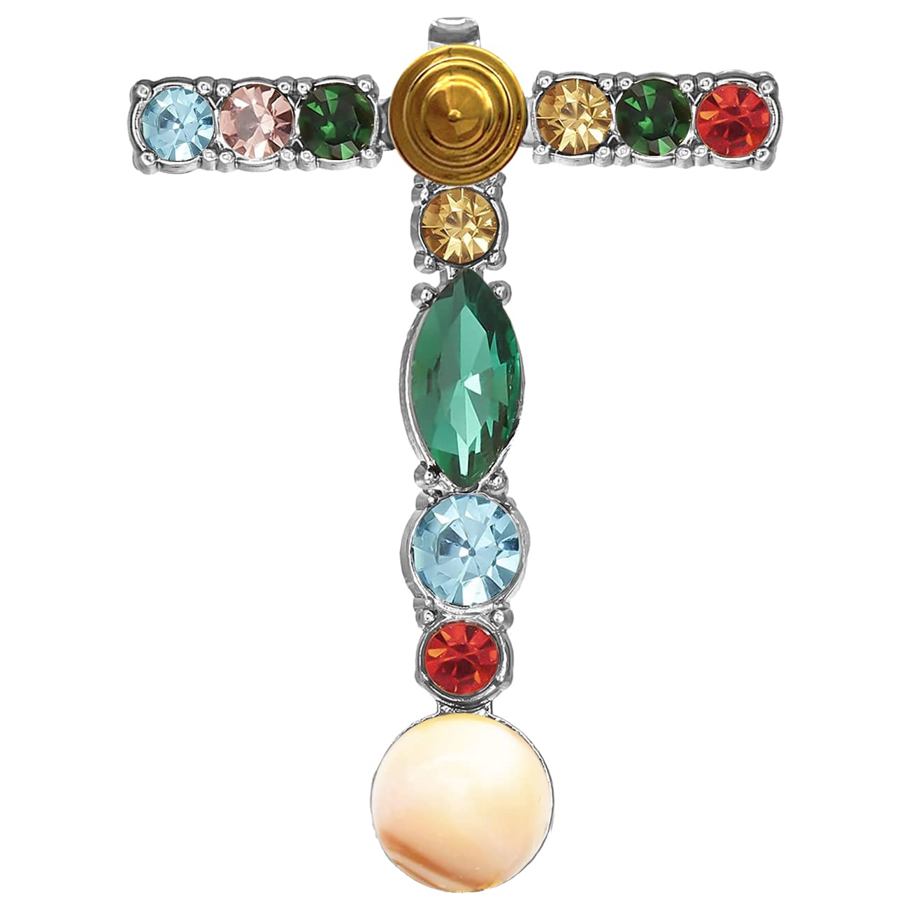 Initial Brooch A to Z 26 English Letters Plated Metal Stone Clear Colorful Crystal Lapel Pin Brooches Collar