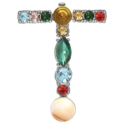 Initial Brooch A to Z 26 English Letters Plated Metal Stone Clear Colorful Crystal Lapel Pin Brooches Collar