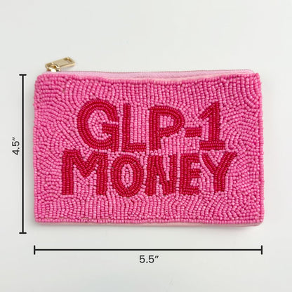 Pearl Beaded Coin Purse Handmade with Colorful Designs Savings Bag Small Zipper Pouch for Cash Card & Makeup (Botox Money)