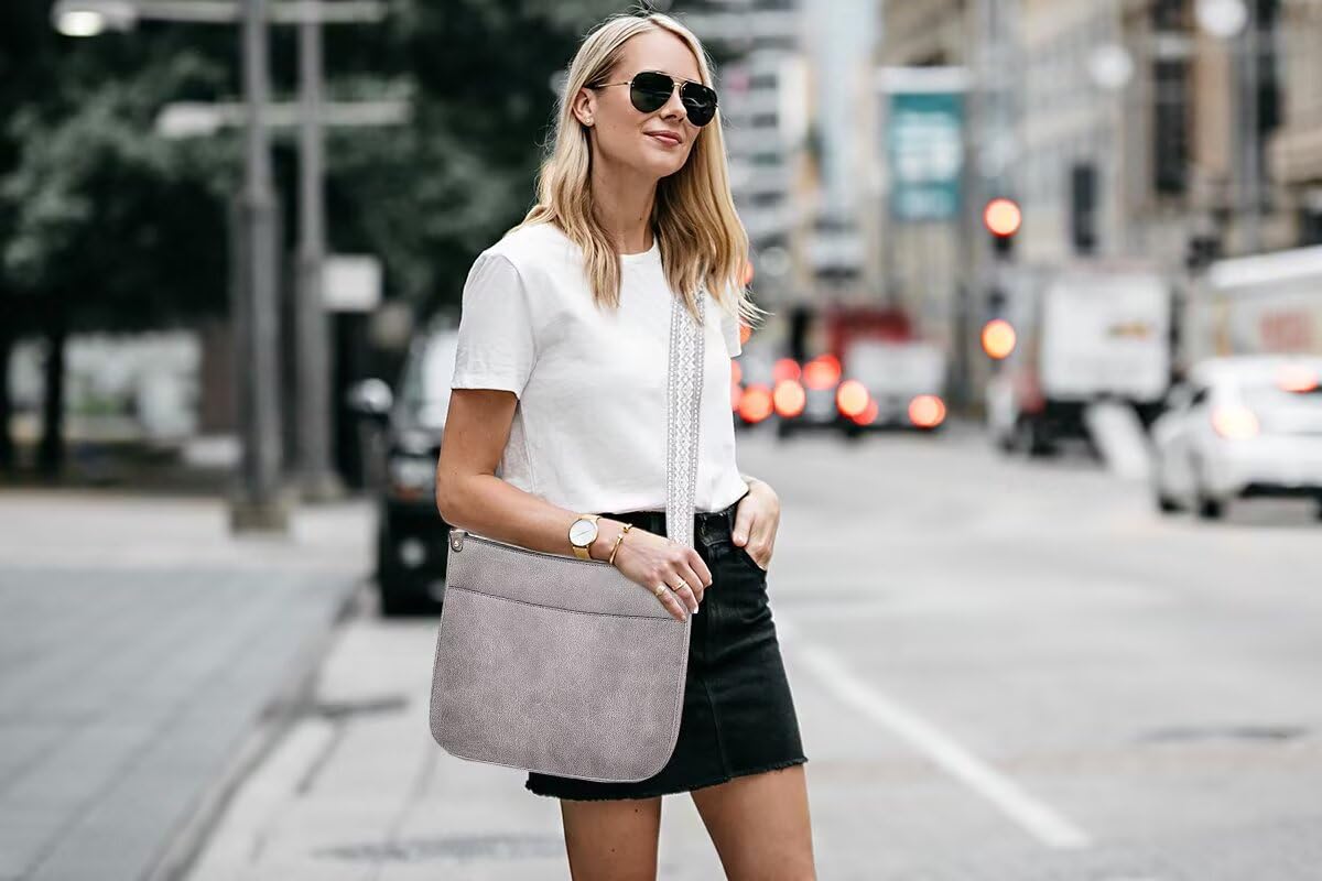 Crossbody Purse with Guitar Strap Zipped Pockets Handbag Shoulder Bag Vegan Leather Crossbody Bags for Women