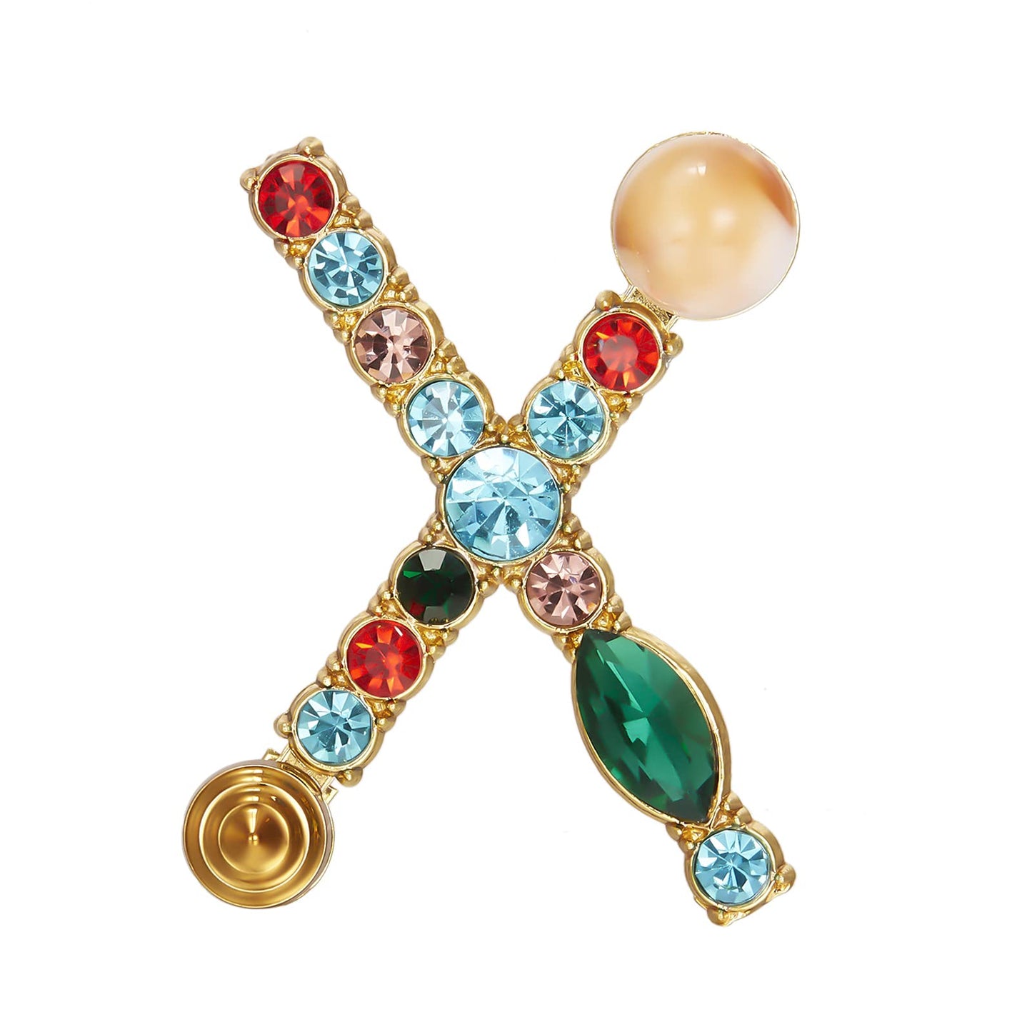Initial Brooch Crystal Pearl Initial Brooch Gold Plated Enamel Colorful Letter Alphabet Breastpin Pin Jewelry for GIFTS