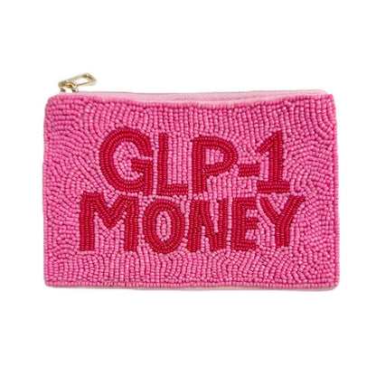 Pearl Beaded Coin Purse Handmade with Colorful Designs Savings Bag Small Zipper Pouch for Cash Card & Makeup (Botox Money)