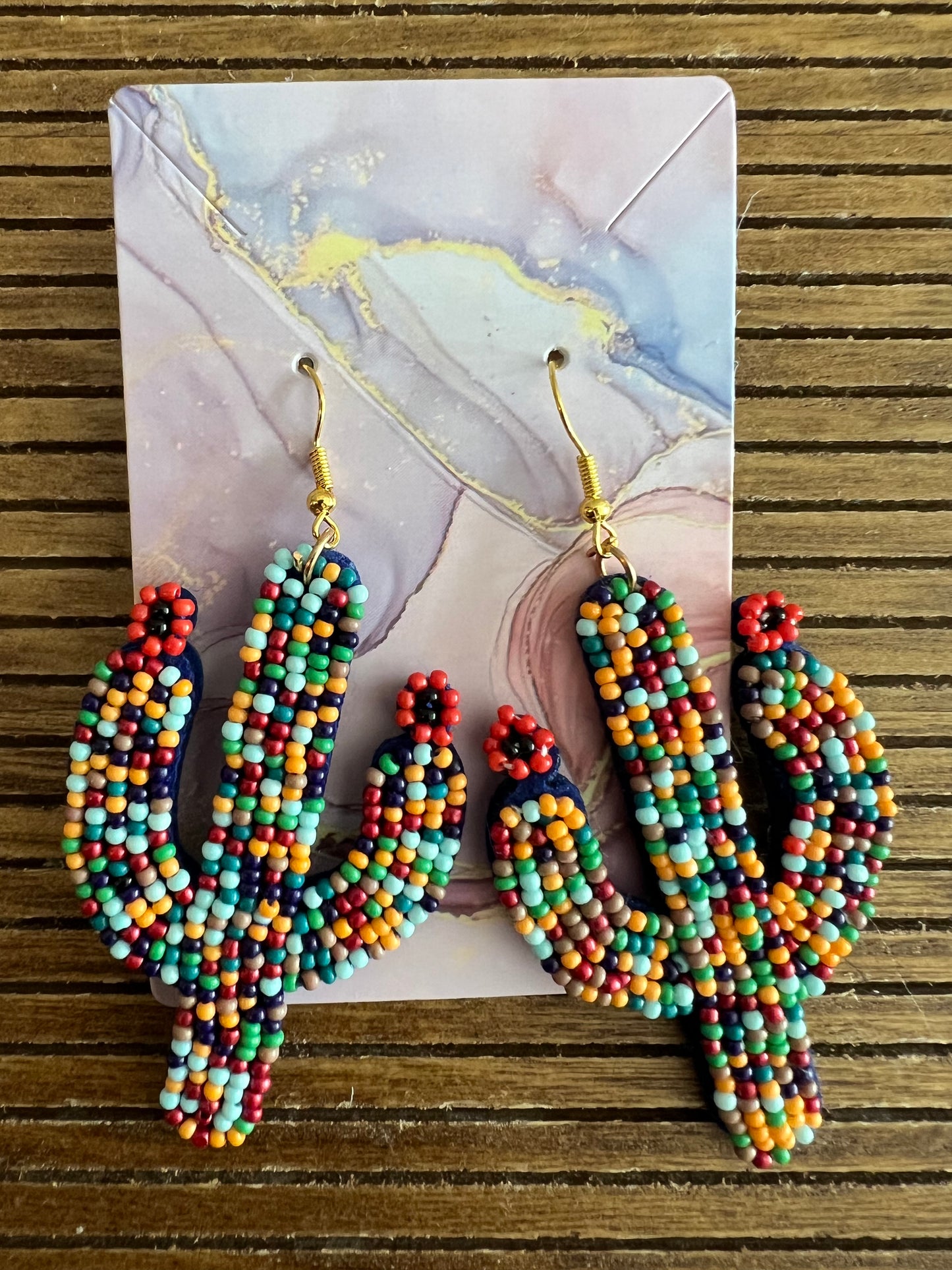 rice Bead cactus handmade earrings