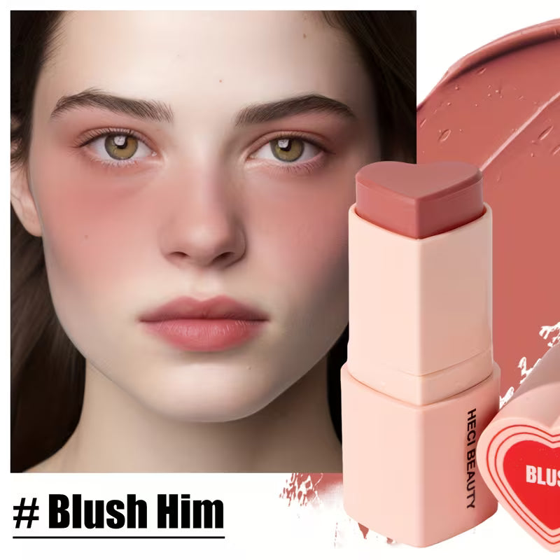 Waterproof Cream Blush Stick Heart-Shaped Long-Lasting Finish