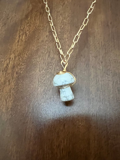 Mushroom Crystal Chain Necklace in White Howlite