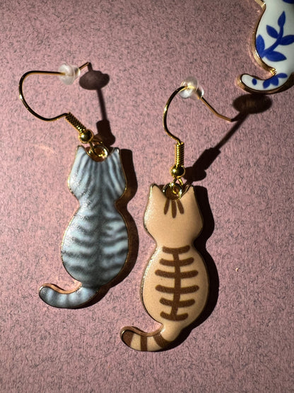 Cat enamel earrings