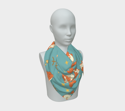 Pisces Zodiac Sign Cute Pattern Print Scarf