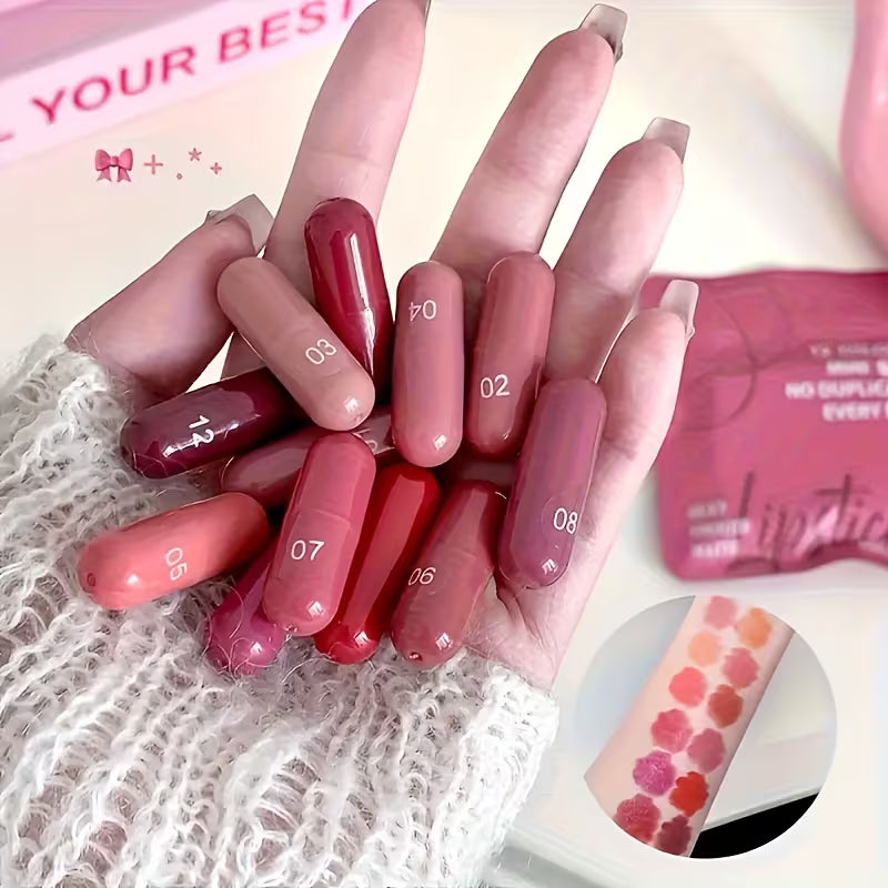 Lip-Blurring Lipstick Set 12 Pcs Creamy Texture Long-Lasting