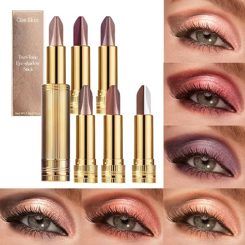 2-Color Eyeshadow Stick Durable Waterproof with Built-in Pearlescent Effect