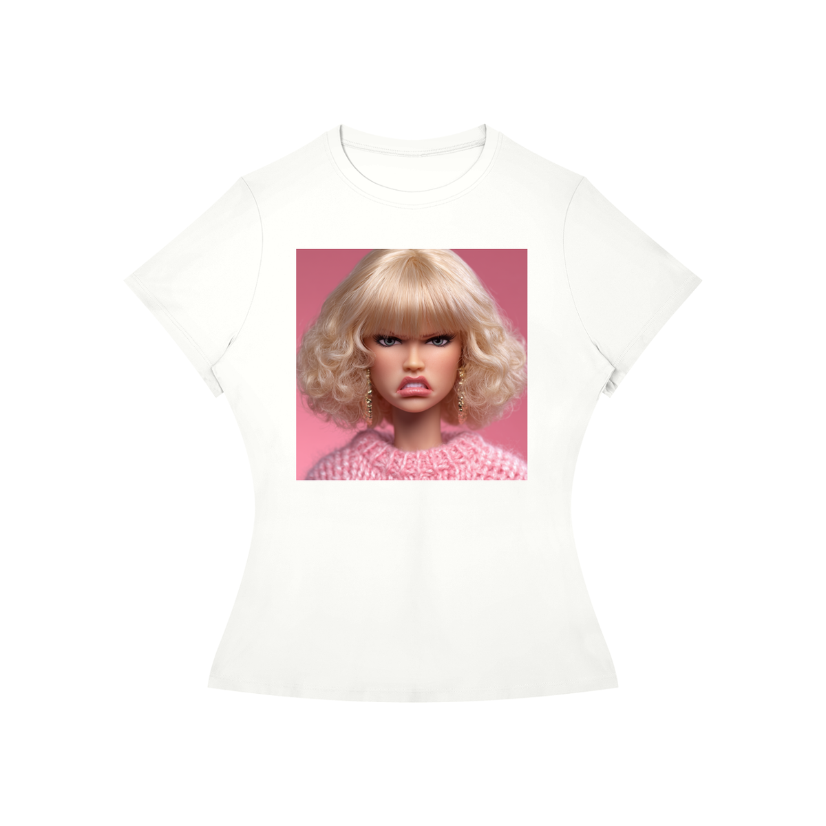 Funny Angry Barbie Doll Face Women’s Slim Fit Performance T-Shirt