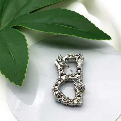Initial Brooch A to Z 26 English Letters Plated Metal Stone Clear Colorful Crystal Lapel Pin Brooches Collar
