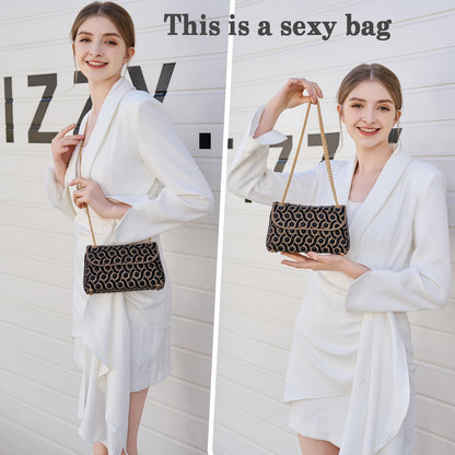 Flower Evening Handbags Chain Strap Square Shoulder Bag Crossbody Bag Crystals Rhinestone Clutch Purse