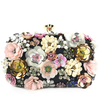 Women Clutches Flower Evening Handbag Chain Strap Shoulder Bag